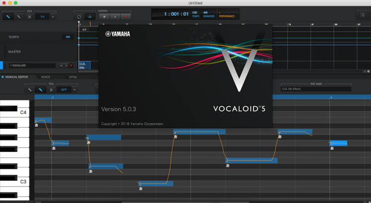 VOCALOID5's user interface upon launch.